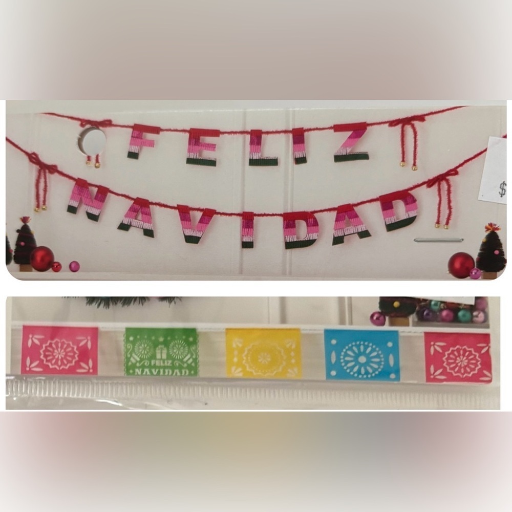 Spanish language Christmas garland NWT NEW 2 sets 6 ft Xmas decor Ashland